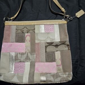Coach Shoulder Bag - Pink, Brown, and Silver